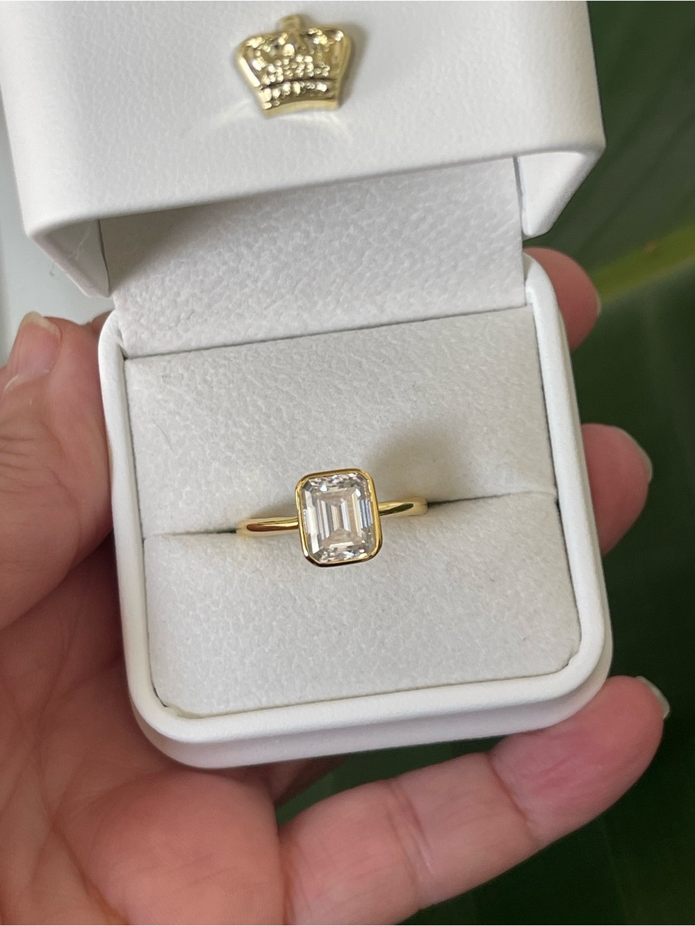 2CT Emerald Cut Moissanite Yellow Gold Vermeil Engagement Ring Size 8